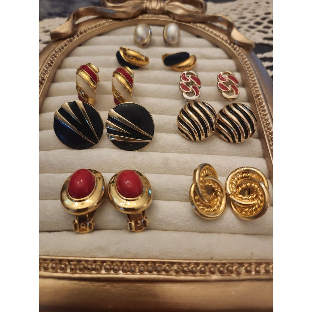 8 Pair Of Mixed Vintage Clip On Earrings